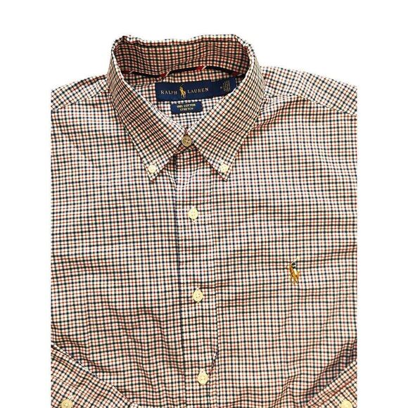 Ralph Lauren Polo Men’s 100% Cotton Stretch Medium plaid LS Full color pony logo - Picture 3 of 10